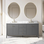 Meuble-lavabo de salle de bain Vanity Art 72 po à double vasque avec dessus en marbre reconstitué
