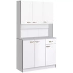 71 Armoire de cuisine, armoire de rangement haute avec support pour micro-ondes, buffet de cuisine moderne, 3 étagères réglables pour salon, salle à manger
