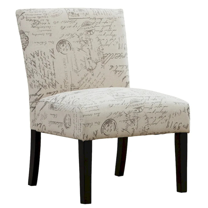 Fauteuil d'appoint 1 place à motif texte blanc