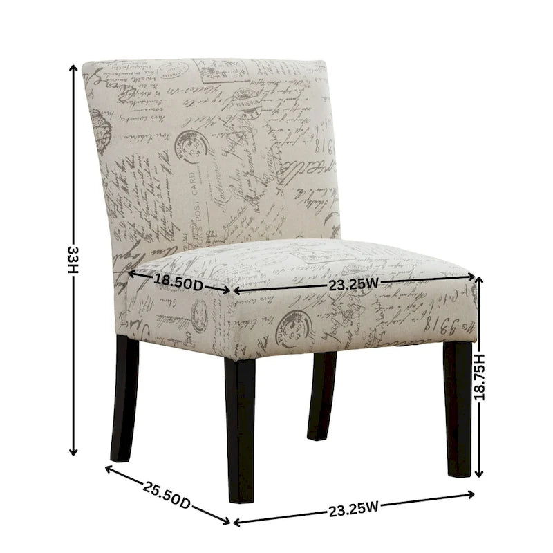 Fauteuil d'appoint 1 place à motif texte blanc
