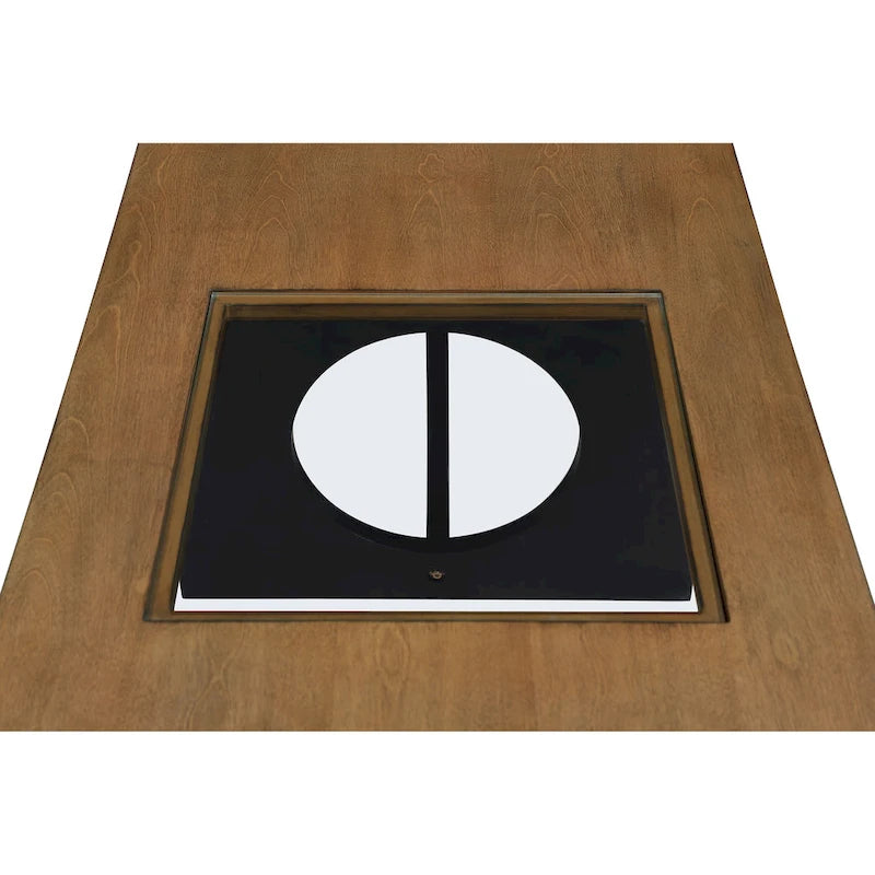 Table basse rectangulaire moderne avec étagère en verre, Noir / Espresso clair, 2 places