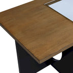 Table basse rectangulaire moderne avec étagère en verre, Noir / Espresso clair, 2 places