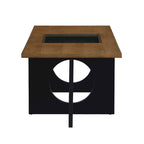 Table basse rectangulaire moderne avec étagère en verre, Noir / Espresso clair, 2 places