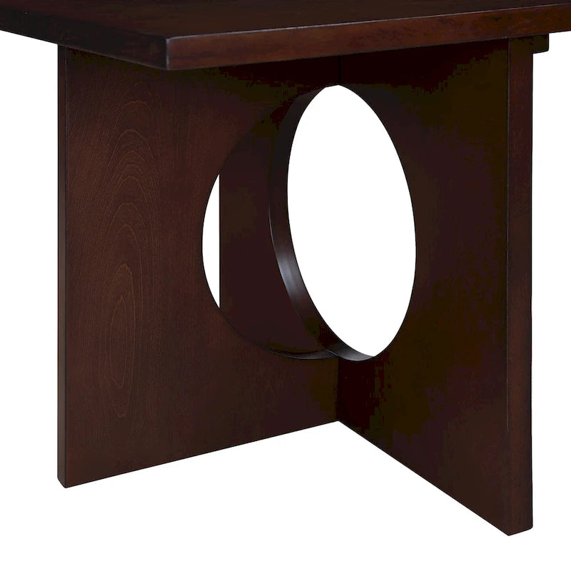 Table basse rectangulaire moderne avec étagère en verre, Noir / Espresso clair, 2 places