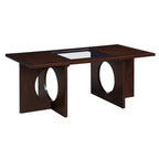 Table basse rectangulaire moderne avec étagère en verre, Noir / Espresso clair, 2 places