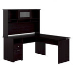 Cerisier Harvest / Chêne Espresso / Gris Cendré / Gris Bruyère / Gris Moderne / Blanc – Bureau d'angle assis-debout 60W avec huche, 1 personne