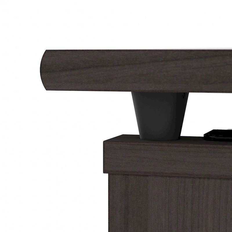 Cerisier Harvest / Chêne Espresso / Gris Cendré / Gris Bruyère / Gris Moderne / Blanc – Bureau d'angle assis-debout 60W avec huche, 1 personne