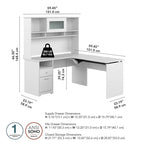 Cerisier Harvest / Chêne Espresso / Gris Cendré / Gris Bruyère / Gris Moderne / Blanc – Bureau d'angle assis-debout 60W avec huche, 1 personne