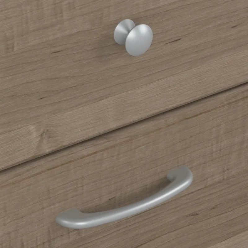 Cerisier Harvest / Chêne Espresso / Gris Cendré / Gris Bruyère / Gris Moderne / Blanc – Bureau d'angle assis-debout 60W avec huche, 1 personne