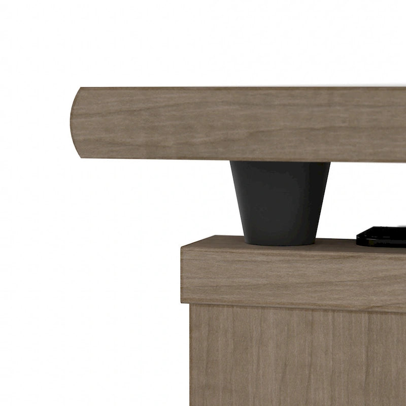 Cerisier Harvest / Chêne Espresso / Gris Cendré / Gris Bruyère / Gris Moderne / Blanc – Bureau d'angle assis-debout 60W avec huche, 1 personne