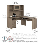 Cerisier Harvest / Chêne Espresso / Gris Cendré / Gris Bruyère / Gris Moderne / Blanc – Bureau d'angle assis-debout 60W avec huche, 1 personne