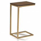 HomeRoots 25 Table d'appoint en bois massif marron foncé et cadre en acier