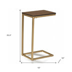HomeRoots 25 Table d'appoint en bois massif marron foncé et cadre en acier
