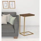 HomeRoots 25 Table d'appoint en bois massif marron foncé et cadre en acier