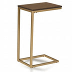 HomeRoots 25 Table d'appoint en bois massif marron foncé et cadre en acier