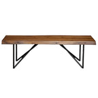 Banc de salle à manger en bois massif marron et noir, 2 places, 140 cm