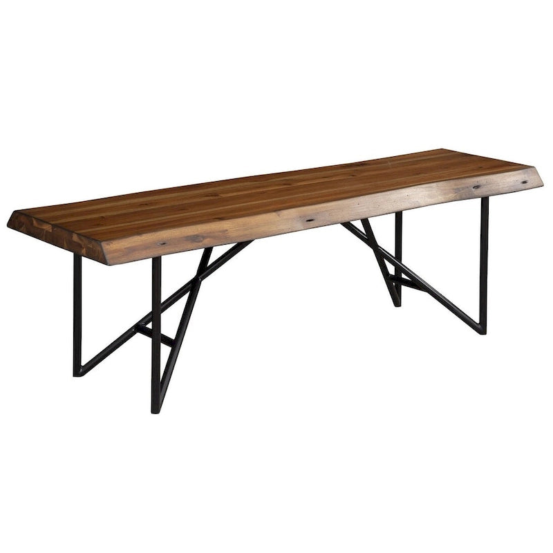 Banc de salle à manger en bois massif marron et noir, 2 places, 140 cm