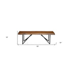 Banc de salle à manger en bois massif marron et noir, 2 places, 140 cm