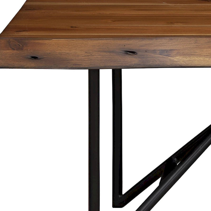 Banc de salle à manger en bois massif marron et noir, 2 places, 140 cm