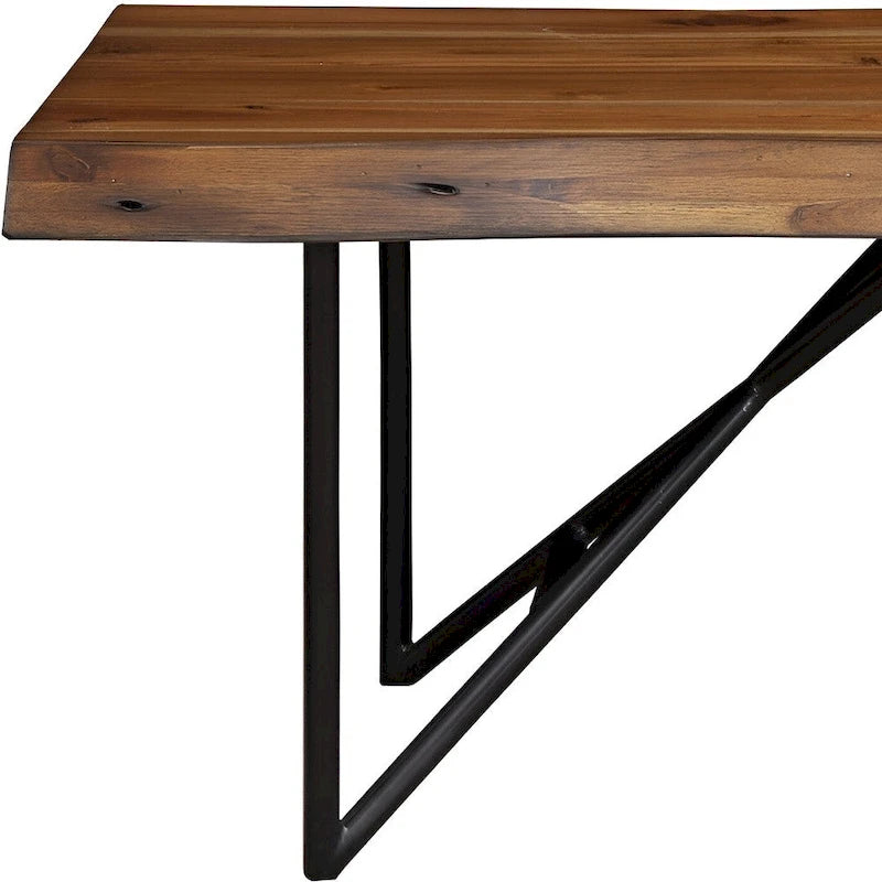 Banc de salle à manger en bois massif marron et noir, 2 places, 140 cm