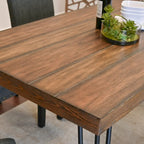 Ensemble de salle à manger 6 pièces, beige/bleu/gris, pieds épingle, 6 places
