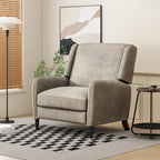 Fauteuil inclinable à dossier inclinable surdimensionné en tissu texturé beige / bleu marine / gris, une place