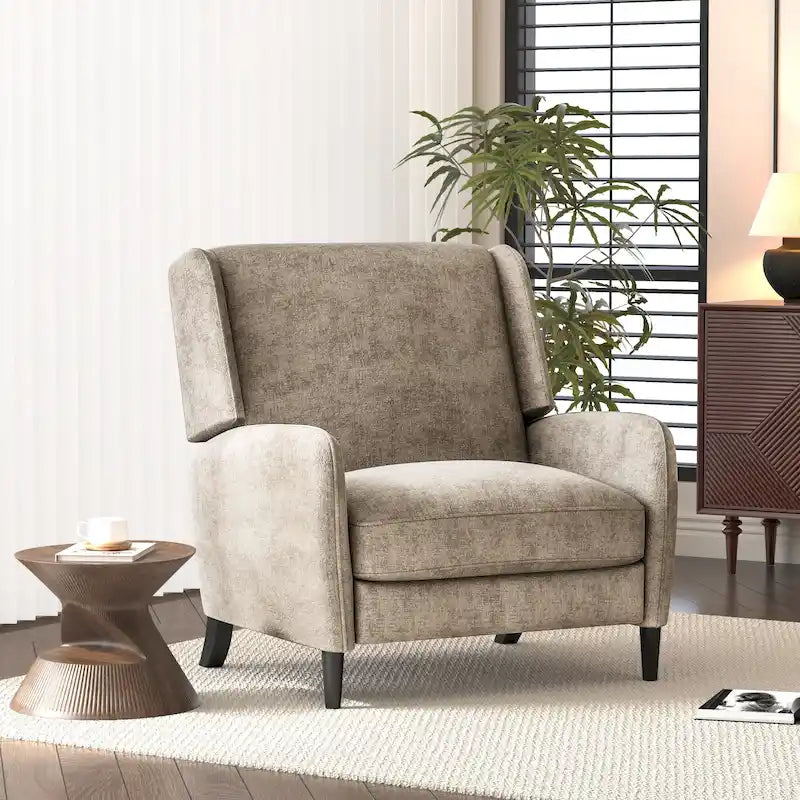 Fauteuil inclinable à dossier inclinable surdimensionné en tissu texturé beige / bleu marine / gris, une place