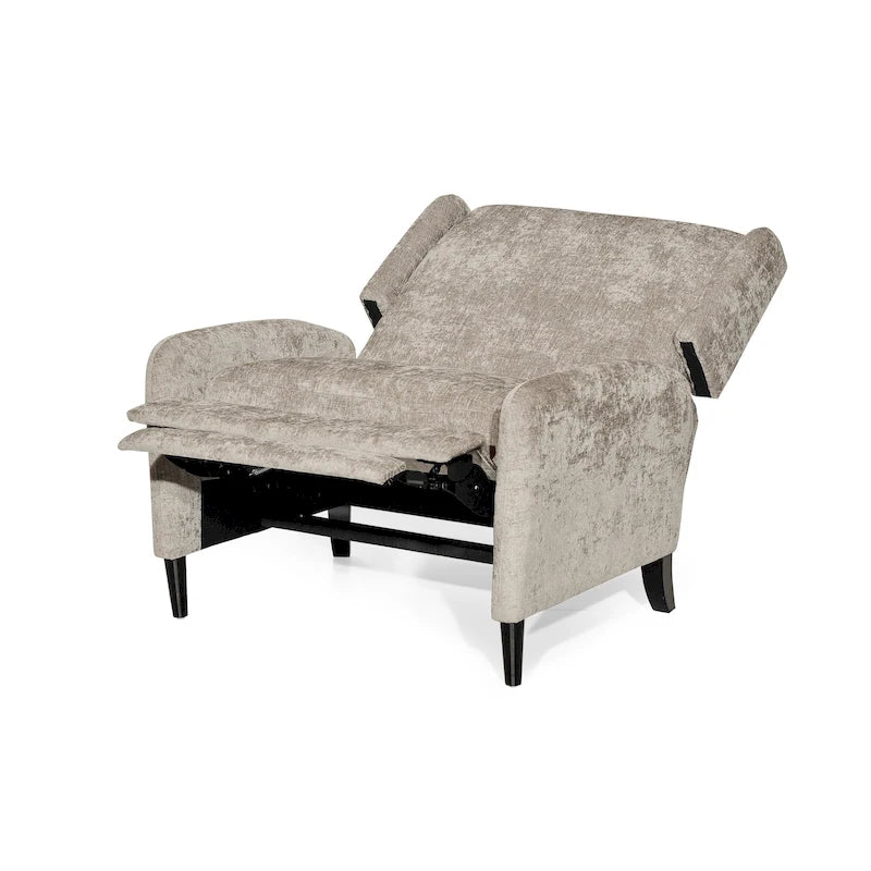 Fauteuil inclinable à dossier inclinable surdimensionné en tissu texturé beige / bleu marine / gris, une place