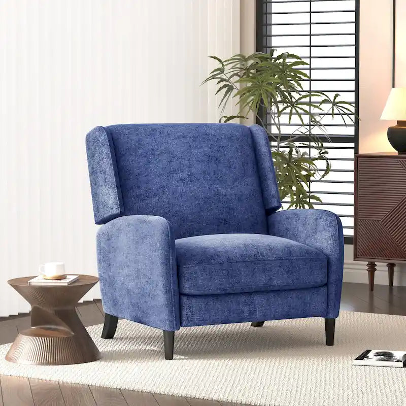 Fauteuil inclinable à dossier inclinable surdimensionné en tissu texturé beige / bleu marine / gris, une place