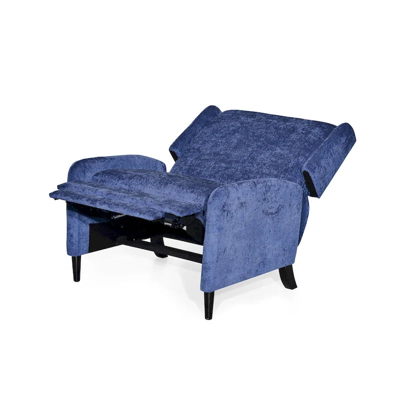 Fauteuil inclinable à dossier inclinable surdimensionné en tissu texturé beige / bleu marine / gris, une place