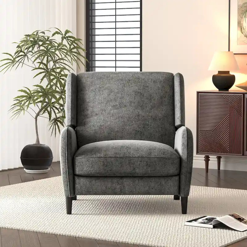 Fauteuil inclinable à dossier inclinable surdimensionné en tissu texturé beige / bleu marine / gris, une place