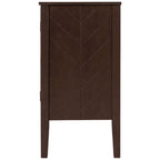 Bahut à 3 portes avec étagères réglables et poignées en métal, coloris marron / bleu marine / gris