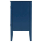 Bahut à 3 portes avec étagères réglables et poignées en métal, coloris marron / bleu marine / gris