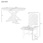 Ensemble de table à manger extensible, finition bois naturel / espresso / chêne + blanc cassé, 5 pièces, jusqu'à 6 places assises