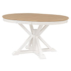 Ensemble de table à manger extensible, finition bois naturel / espresso / chêne + blanc cassé, 5 pièces, jusqu'à 6 places assises