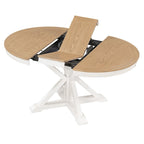 Ensemble de table à manger extensible, finition bois naturel / espresso / chêne + blanc cassé, 5 pièces, jusqu'à 6 places assises
