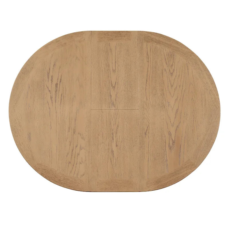 Ensemble de table à manger extensible, finition bois naturel / espresso / chêne + blanc cassé, 5 pièces, jusqu'à 6 places assises