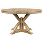 Ensemble de table à manger extensible, finition bois naturel / espresso / chêne + blanc cassé, 5 pièces, jusqu'à 6 places assises