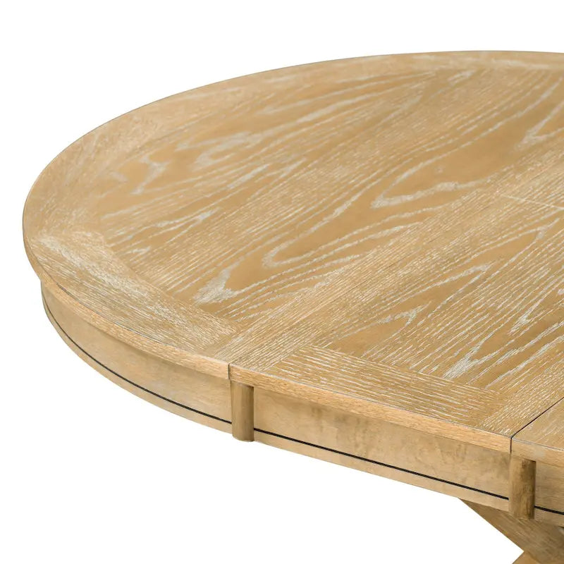 Ensemble de table à manger extensible, finition bois naturel / espresso / chêne + blanc cassé, 5 pièces, jusqu'à 6 places assises