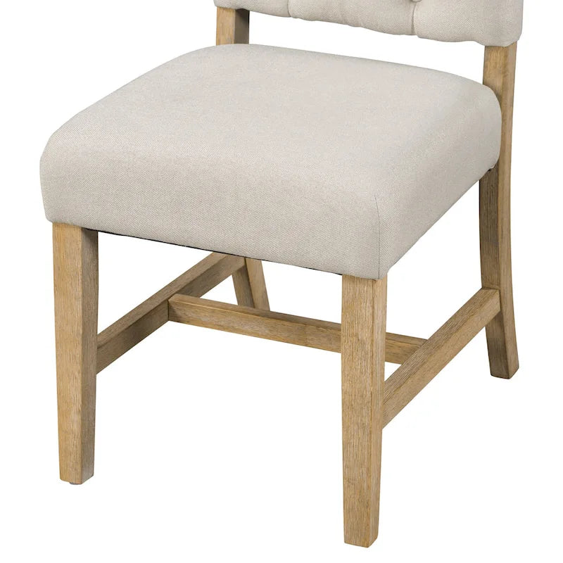 Ensemble de table à manger extensible, finition bois naturel / espresso / chêne + blanc cassé, 5 pièces, jusqu'à 6 places assises