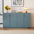 Meuble buffet avec 4 portes cannelées, buffet de rangement, meuble de rangement en bois avec étagères réglables