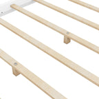 Cadre de lit plateforme bas à baldaquin Naturel/Blanc, Bois de pin+MDF, Queen/King, 2 personnes