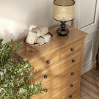 Commode à 5 tiroirs en chêne naturel Wellington Farmhouse de Furniture of America
