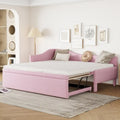 Lit de repos double rembourré avec lit gigogne escamotable, rose, 2 couchages