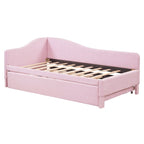Lit de repos double rembourré avec lit gigogne escamotable, rose, 2 couchages