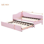 Lit de repos double rembourré avec lit gigogne escamotable, rose, 2 couchages