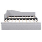 Lit de repos double rembourré avec lit gigogne escamotable, rose, 2 couchages