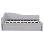 Lit de repos double rembourré avec lit gigogne escamotable, rose, 2 couchages