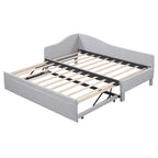 Lit de repos double rembourré avec lit gigogne escamotable, rose, 2 couchages