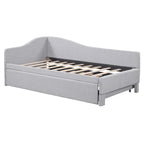 Lit de repos double rembourré avec lit gigogne escamotable, rose, 2 couchages